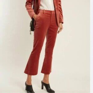 Frame Le Crop mini boot velvet pants, mustard size 6
